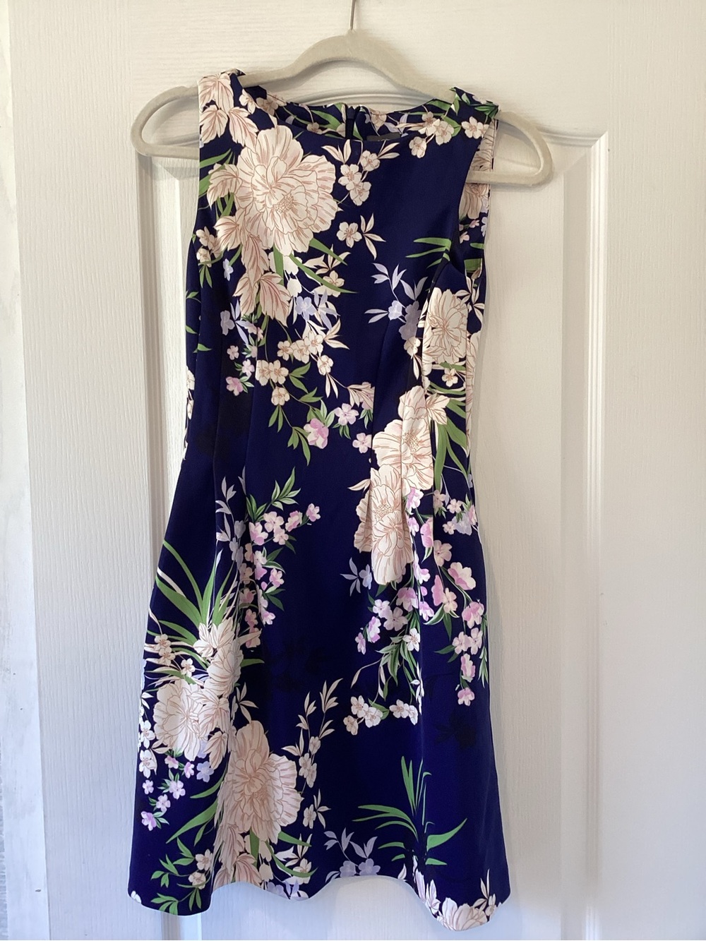 Vince Camuto Navy Floral Sleeveless Midi Dress 2 EUC